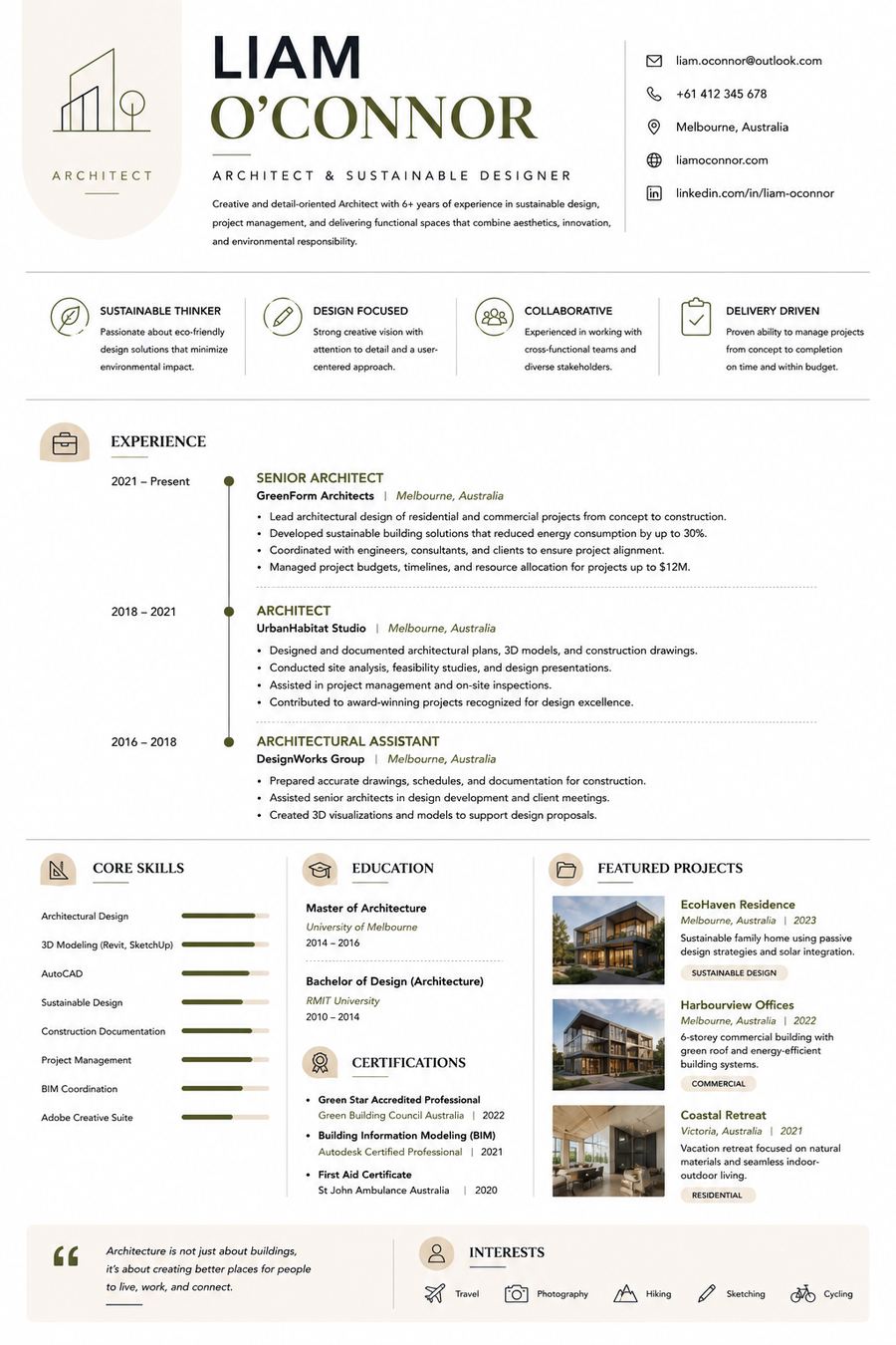 Architect resume sample