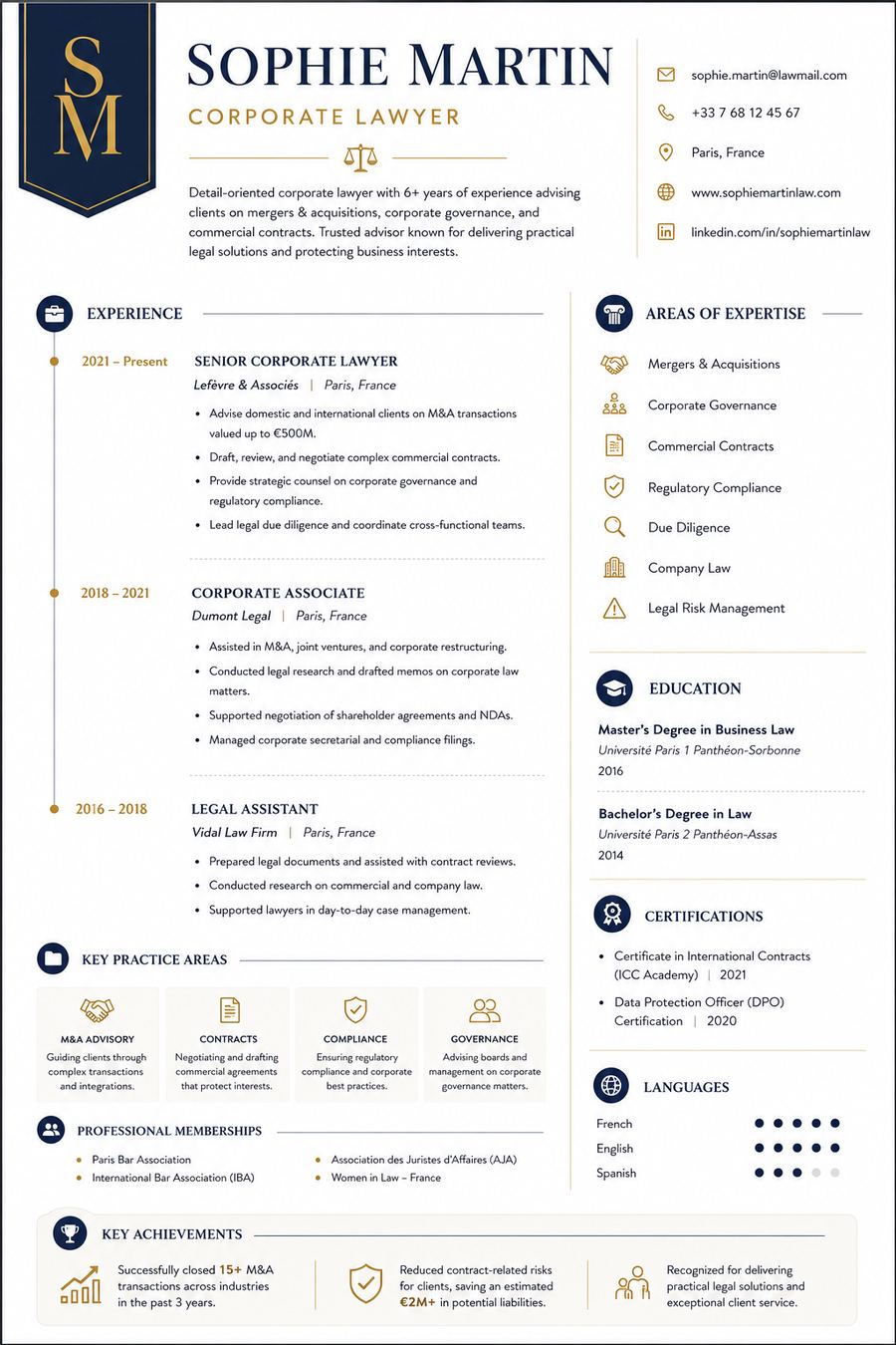 Corporate Lawyer resume sample